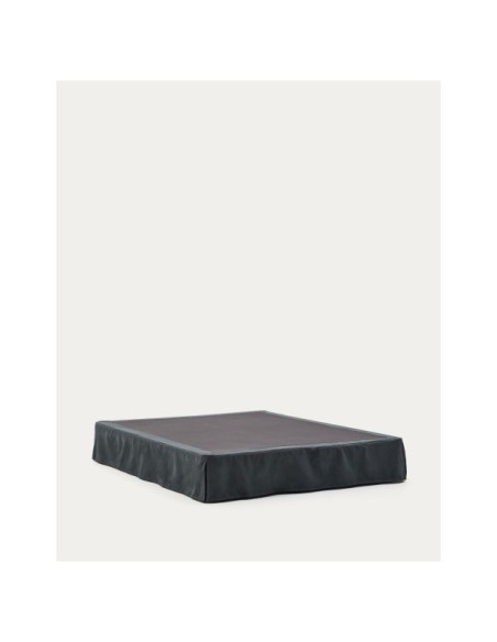 Base desenfundable Jaira de lino y algodón gris antracita para colchón de 160 x 200 cm - Kave Home