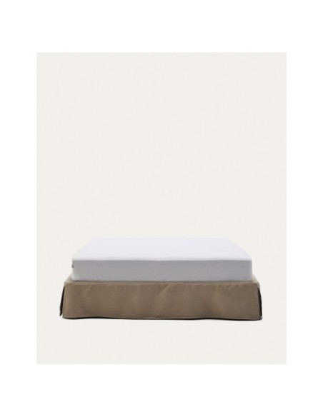 Base desenfundable Jaira de lino y algodón topo para colchón de 160 x 200 cm - Kave Home
