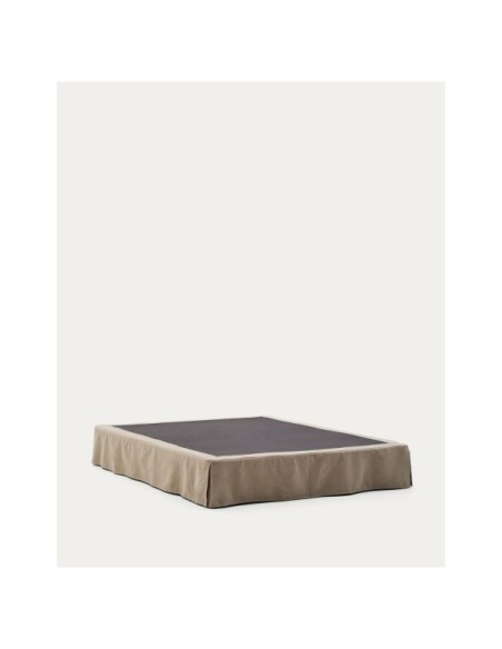 Base desenfundable Jaira de lino y algodón topo para colchón de 160 x 200 cm - Kave Home