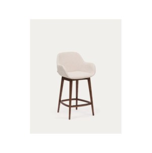 Taburete Konna beige y patas de madera maciza de fresno...