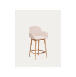 Taburete Konna beige y patas de madera maciza de fresno...