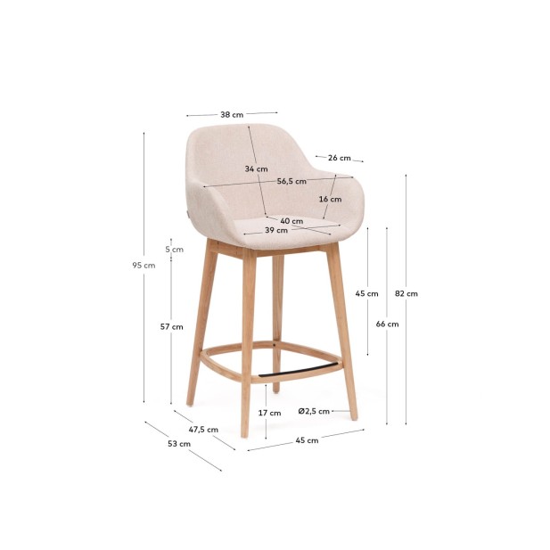 Taburete Konna beige y patas de... Taburete Konna beige y patas de...