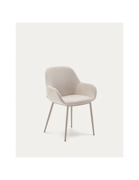 Silla Konna beige y patas de acero con acabado pintado beige - Kave Home