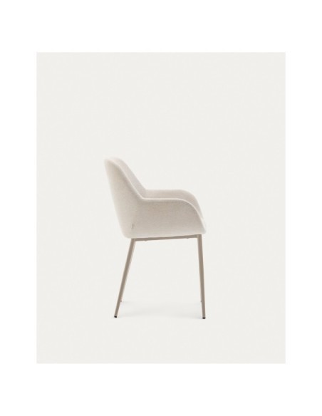 Silla Konna beige y patas de acero con acabado pintado beige - Kave Home