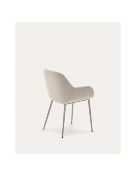 Silla Konna beige y patas de acero con acabado pintado beige - Kave Home