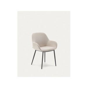 Silla Konna beige y patas de acero con acabado pintado...