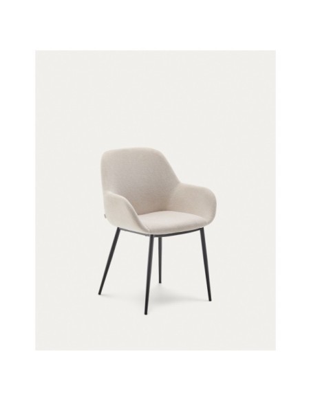 Silla Konna beige y patas de acero con acabado pintado negro - Kave Home