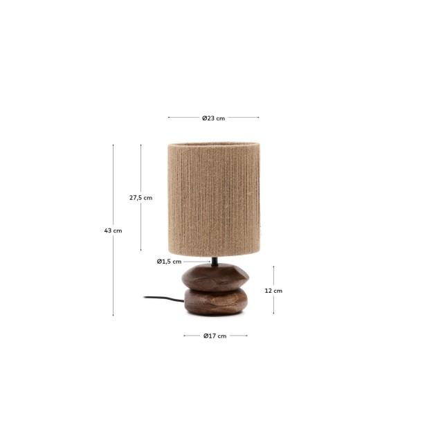 Lámpara de mesa Kor de madera de...