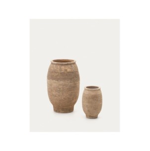 Set Llonga de 2 maceteros de terracota con acabado...
