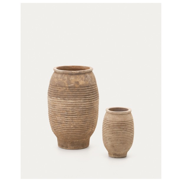 Set Llonga de 2 maceteros de terracota con acabado natural Ø 54 / 32 cm - Kave Home