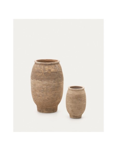 Set Llonga de 2 maceteros de terracota con acabado natural Ø 54 / 32 cm - Kave Home