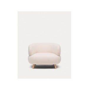 Butaca Luisa de borreguito crudo con patas de madera... 2