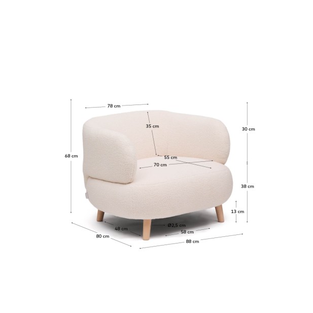 Butaca Luisa de borreguito crudo con... Butaca Luisa de borreguito crudo con...