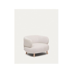 Butaca Luisa de chenilla perla con patas de madera maciza...