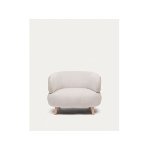 Butaca Luisa de chenilla perla con patas de madera maciza... 2