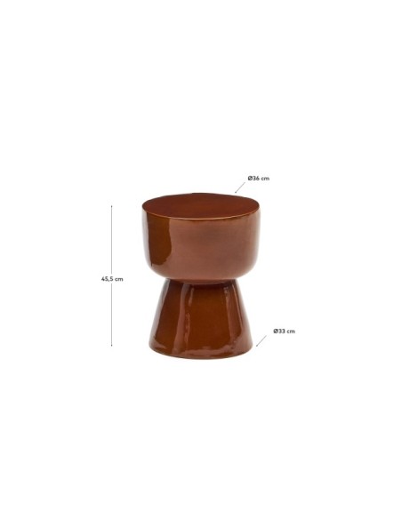 Mesa auxiliar exterior Mesquida de cerámica con acabado terracota glaseado  Ø 35 cm - Kave Home