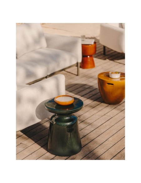 Mesa auxiliar exterior Mesquida de cerámica con acabado terracota glaseado  Ø 35 cm - Kave Home