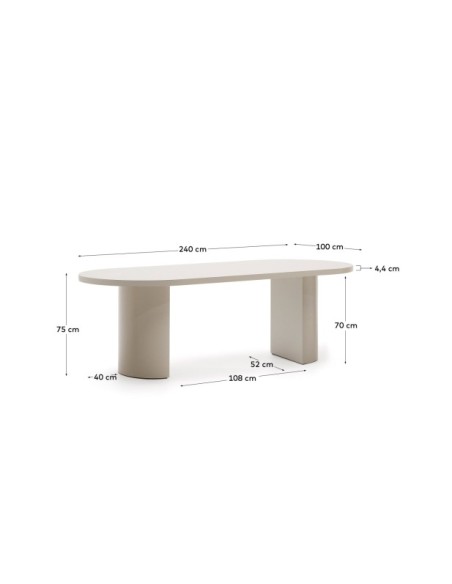Mesa Nealy DM lacado con acabado crudo 240 x 100 cm - Kave Home