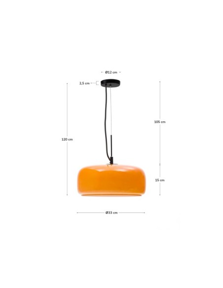 Lámpara de techo Reig de cristal naranja Ø 38 cm - Kave Home