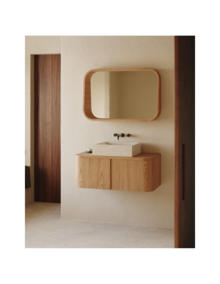 Espejo Salaya de madera contrachapada de fresno con acabado natural 90 x 60 cm - Kave Home