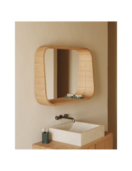 Espejo Salaya de madera contrachapada de fresno con acabado natural 90 x 60 cm - Kave Home