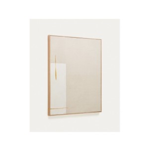 Cuadro abstracto Salin con raya vertical de lino beige...