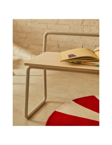 Banco Tinn de chapa de fresno y estructura de metal beige 75 cm - Kave Home