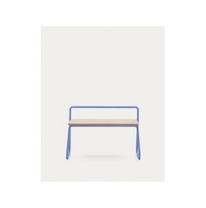 Banco Tinn de chapa de fresno y estructura de metal azul...