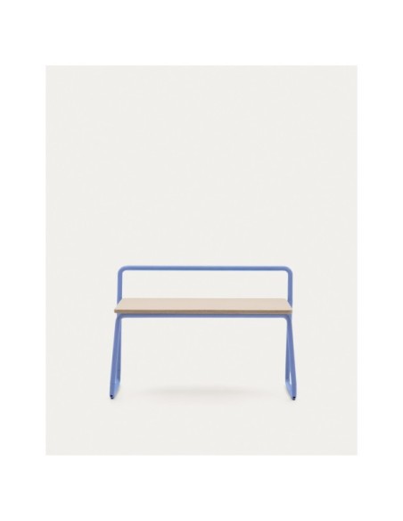 Banco Tinn de chapa de fresno y estructura de metal azul 75 cm - Kave Home