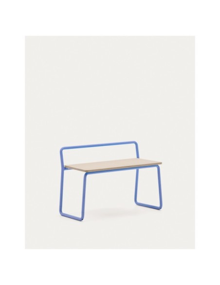 Banco Tinn de chapa de fresno y estructura de metal azul 75 cm - Kave Home