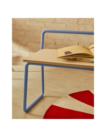 Banco Tinn de chapa de fresno y estructura de metal azul 75 cm - Kave Home