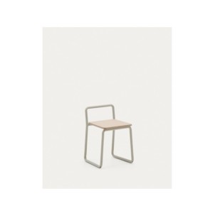 Silla Tinn de chapa de fresno y estructura de metal beige...