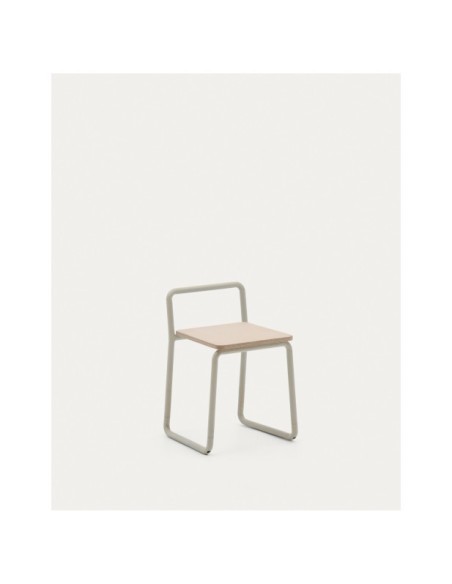 Silla Tinn de chapa de fresno y estructura de metal beige - Kave Home