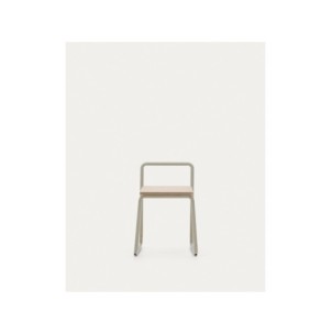 Silla Tinn de chapa de fresno y estructura de metal beige... 2