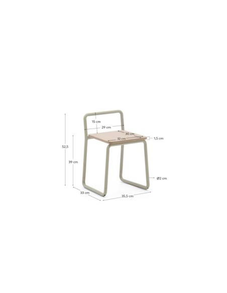 Silla Tinn de chapa de fresno y estructura de metal beige - Kave Home