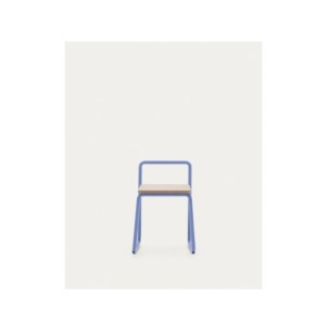 Silla Tinn de chapa de fresno y estructura de metal azul... 2