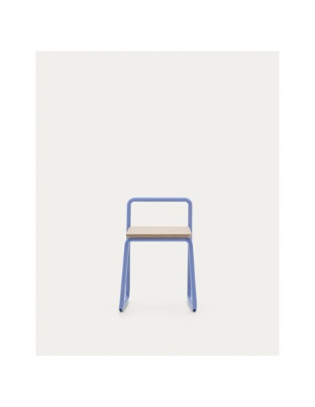 Silla Tinn de chapa de fresno y estructura de metal azul - Kave Home