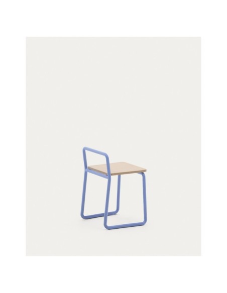 Silla Tinn de chapa de fresno y estructura de metal azul - Kave Home