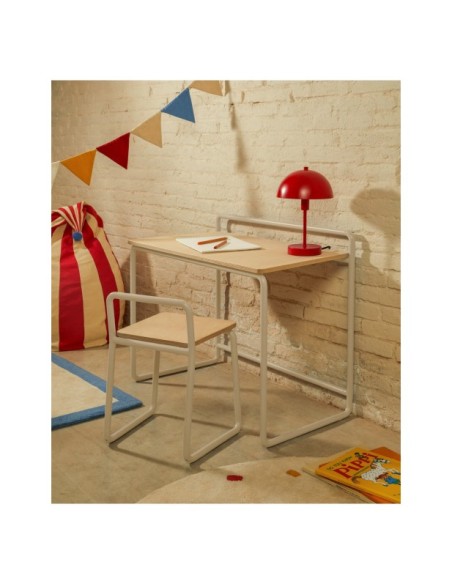 Silla Tinn de chapa de fresno y estructura de metal azul - Kave Home