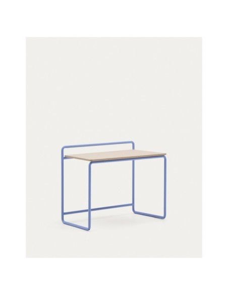 Escritorio Tinn de chapa de fresno y estructura de metal azul 82 x 45 cm - Kave Home