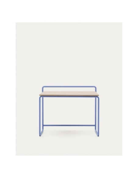 Escritorio Tinn de chapa de fresno y estructura de metal azul 82 x 45 cm - Kave Home