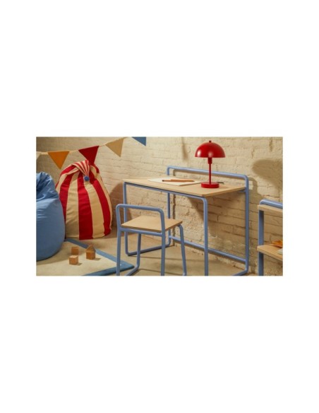 Escritorio Tinn de chapa de fresno y estructura de metal azul 82 x 45 cm - Kave Home