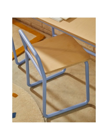 Escritorio Tinn de chapa de fresno y estructura de metal azul 82 x 45 cm - Kave Home