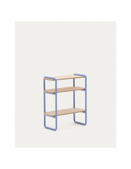 Estantería Tinn de chapa de fresno y estructura de metal azul 70 x 60 cm - Kave Home