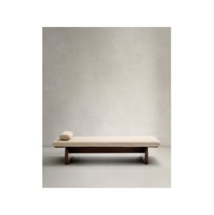 Diván Topaz de chenilla beige y madera maciza de fresno... 2