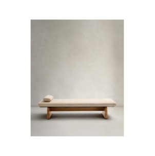 Diván Topaz de chenilla beige y madera maciza de fresno... 2