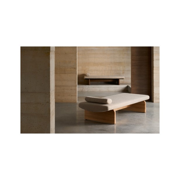 Diván Topaz de chenilla beige y...