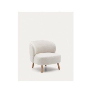 Butaca Ulit de chenilla beige y patas de madera maciza...