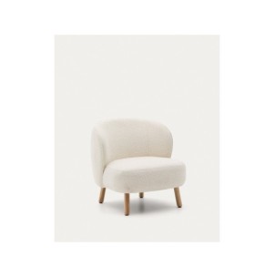 Butaca Ulit de borreguito blanco y patas de madera maciza...