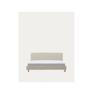 Cama desenfundable Valma de chenilla perla y patas madera...